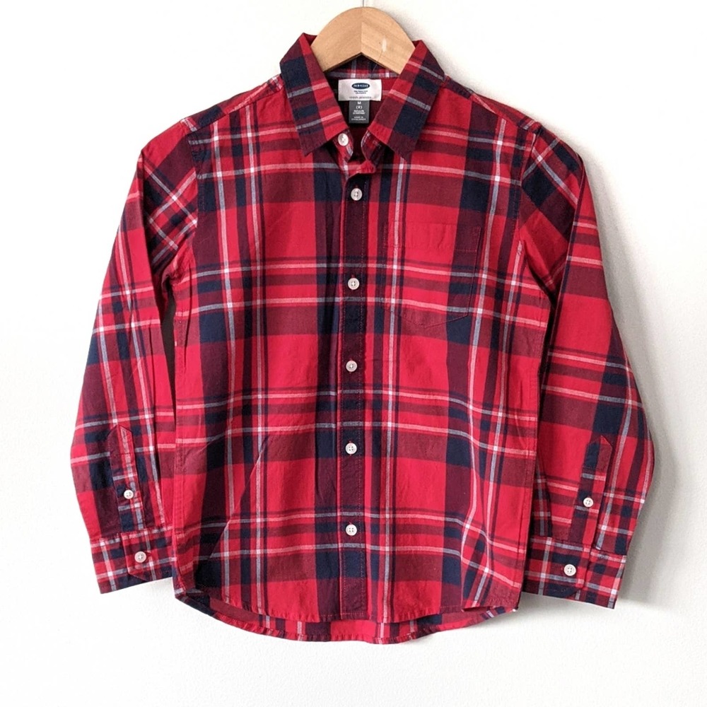 Red Plaid Long Sleeve Button Up Boys Size 8 Old Navy New!